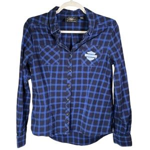 012. Harley-Davidson Women's Blue Plaid Flannel Shirt - 96455-20VW